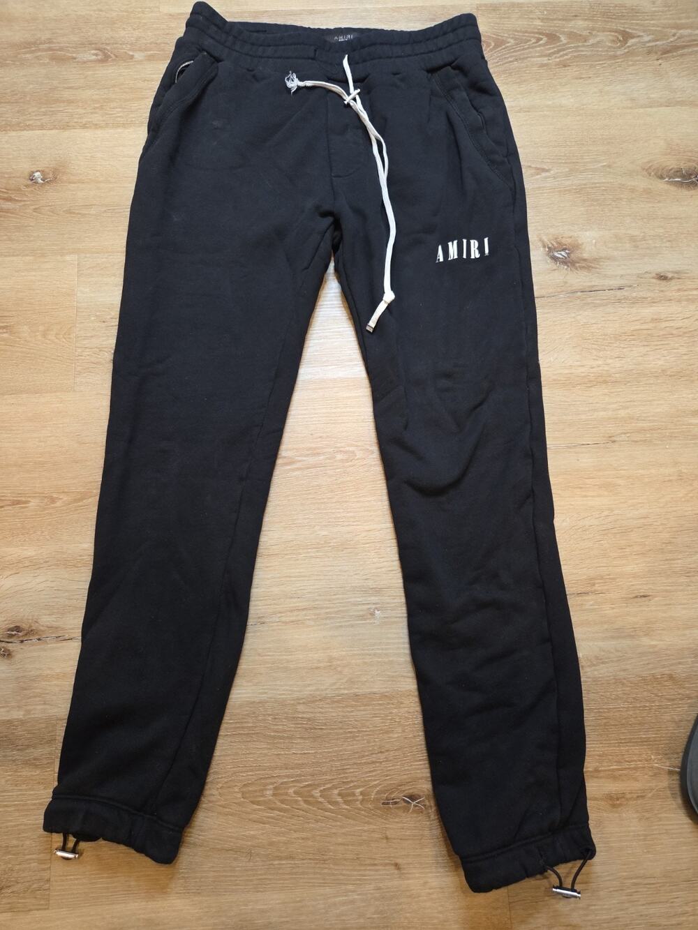 AMIRI Puff Logo Sweatpants Men’s IT 48 Black White Cotton Jogger Pants USA